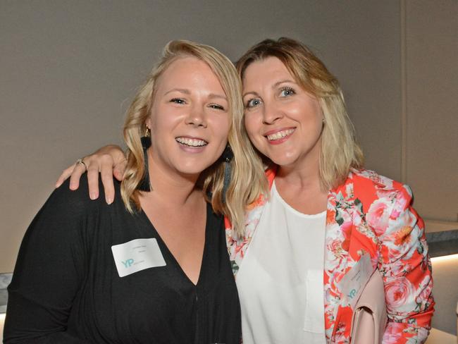 Lindsey Green and Sonya Romeo at Young Professionals GC cocktails at Bar Hellenika, Nobby Beach. Picture: Regina King