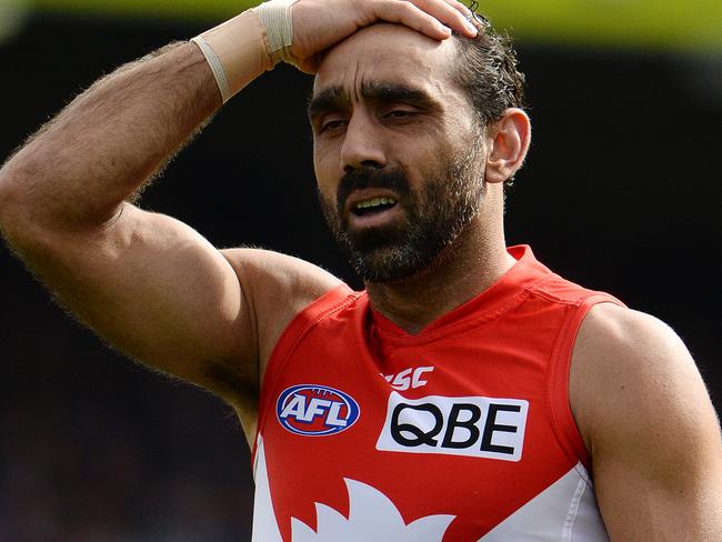 SPORT - AFL, Fremantle Dockers vs Sydney Swans, Subiaco Oval, Perth. Photo by Daniel Wilkins. PICTURED - Sydney's Adam Goodes during the main break