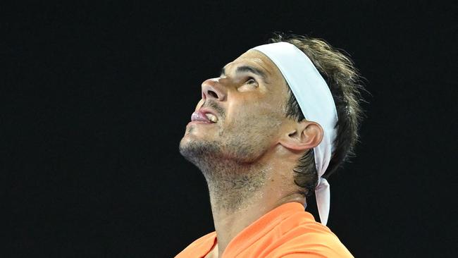 Rafael Nadal battled through injury in his second round loss. Picture: AFP