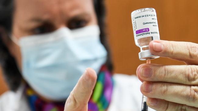 A medical staff member prepares the AstraZeneca-Oxford Covid-19 vaccine at the Mignot Hospital in Le Chesnay, near Paris.