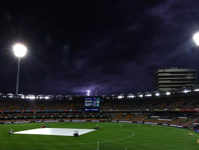 The weather reduced the match to seven overs per side. (Photo by Pat Hoelscher/AFP)