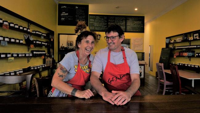 Marty Elliot and Maureen Burgess from Fork Knows Plant Based Kitchen &amp; Preservery on Moonee St Coffs Harbour. They have been heartened by the number of people who have swung in behind small businesses during the lockdown. Photo: Tim Jarrett