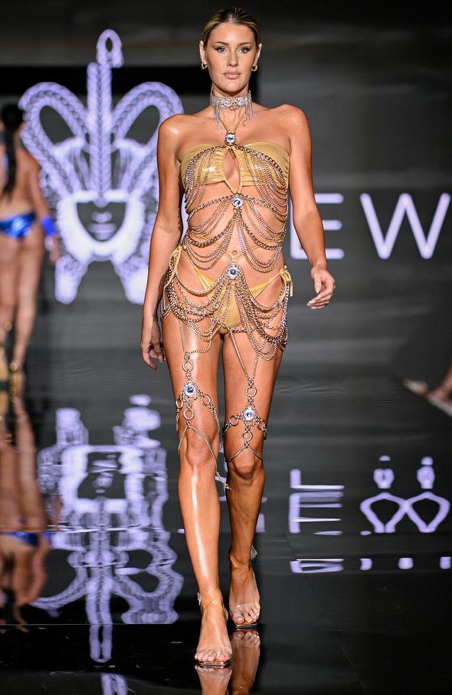 Evie Maree McClelland walks the runway at the Laurel Dewitt show during Miami Swim Week. (Photo by Arun Nevader/Getty Images for Art Hearts Fashion)