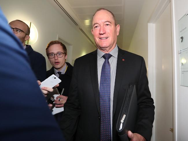 Senator Fraser Anning at Parliament House in Canberra today. Picture Kym Smith