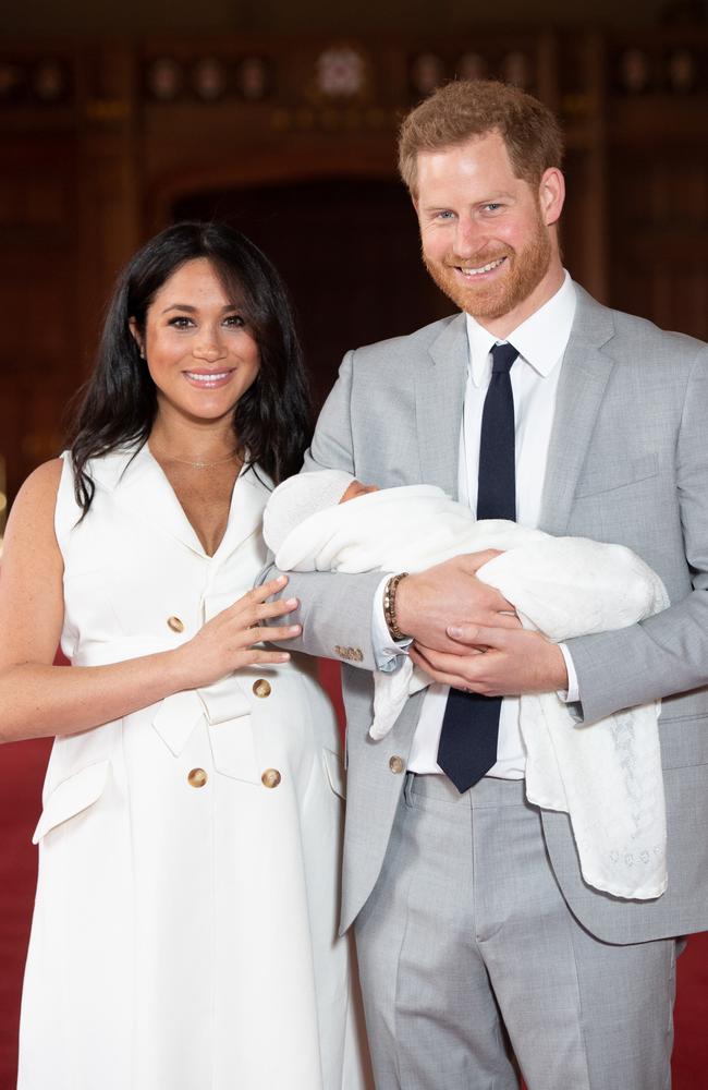 Prince Harry, Duke of Sussex and Meghan, Duchess of Sussex, pose with their newborn son Archie Harrison Mountbatten-Windsor. Picture: Dominic Lipinski