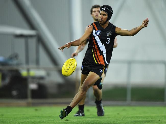 Ben Rioli of NT Thunder in action in the NEAFL Round 16 match between NT Thunder and the Canberra Demons at TIO Stadium on Saturday, 21 July 2018. Picture: Felicity Elliott