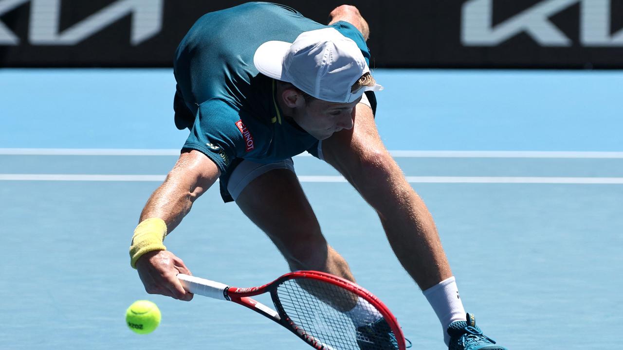 Zizou Bergs went down in four to Tsitsipas. (Photo by David GRAY / AFP)