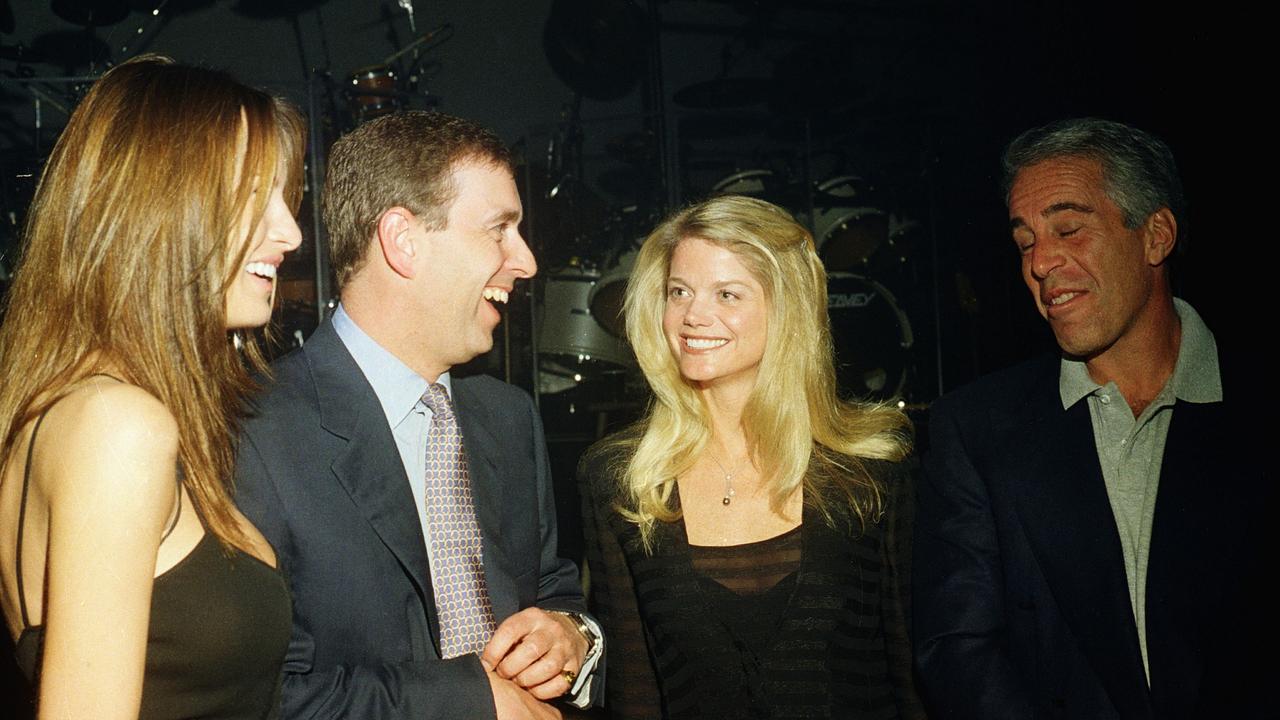 Melania Trump, Prince Andrew, Gwendolyn Beck and Jeffrey Epstein at a party at the Mar-a-Lago club, Palm Beach, Florida, February 12, 2000. Picture: Davidoff Studios/Getty Images