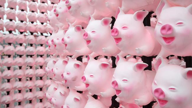 Artist John Deng’s Spiral Pig installation. Picture: Cameron Spencer