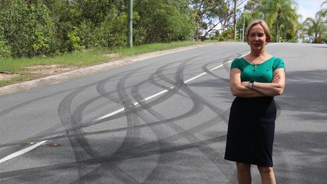 Gold Coast MP Ros Bates campaigning for a crackdown on hooning on Gold Coast hinterland roads.