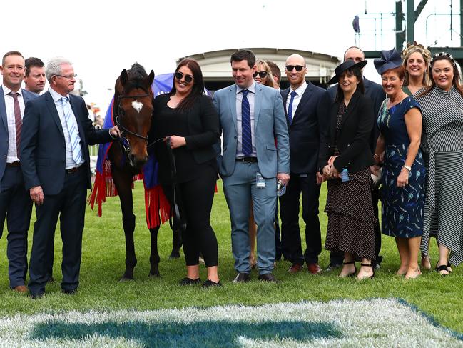 Black Heart Bart with winning connections after the Underwood Stakes.