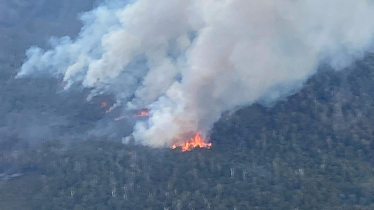 Fire tears through hectares of bushland at Snug Tiers. Photo: Tasmania Fire Service