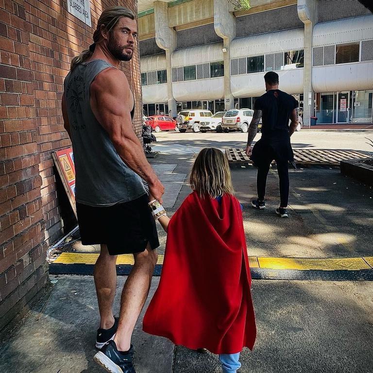 Chris Hemsworth's fans are teasing his legs in this photo. Picture: Instagram