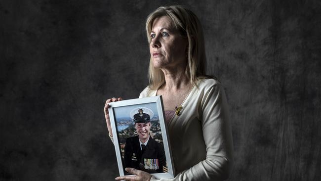 Julie-Ann Finney with a picture of her son, Petty Officer David Finney, who took his own life in 2019. Picture: Gary Ramage