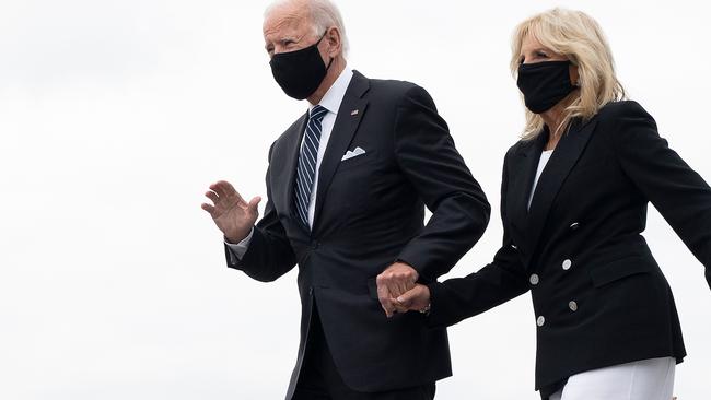 Mr Trump’s election opponent, Joe Biden, and his wife Jill. Picture: Jim Watson/AFP