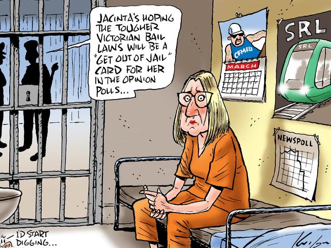 Mark Knight’s cartoon on Jacinta Allan’s tougher bail laws.