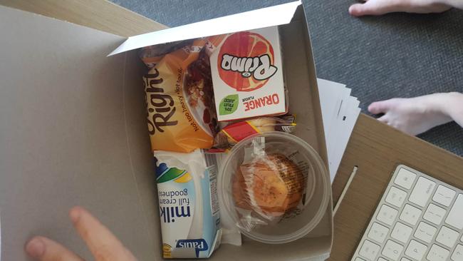 Tara Whitehead has photographed the meals she’s been given while in hotel quarantine in Cairns. She pays $60/day for food.