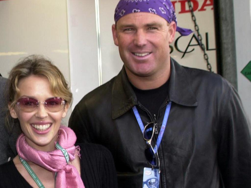 Kylie Minogue with Shane Warne. Picture: Australscope