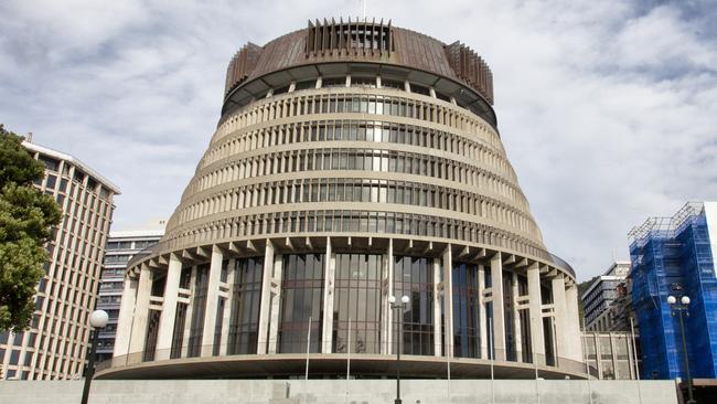 The Beehive wing of the parliament building in Wellington the capital city of New Zealand.