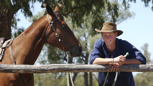 Prince Harry spent several weeks working as a jackaroo in Queensland in later 2003. Picture: AAP.