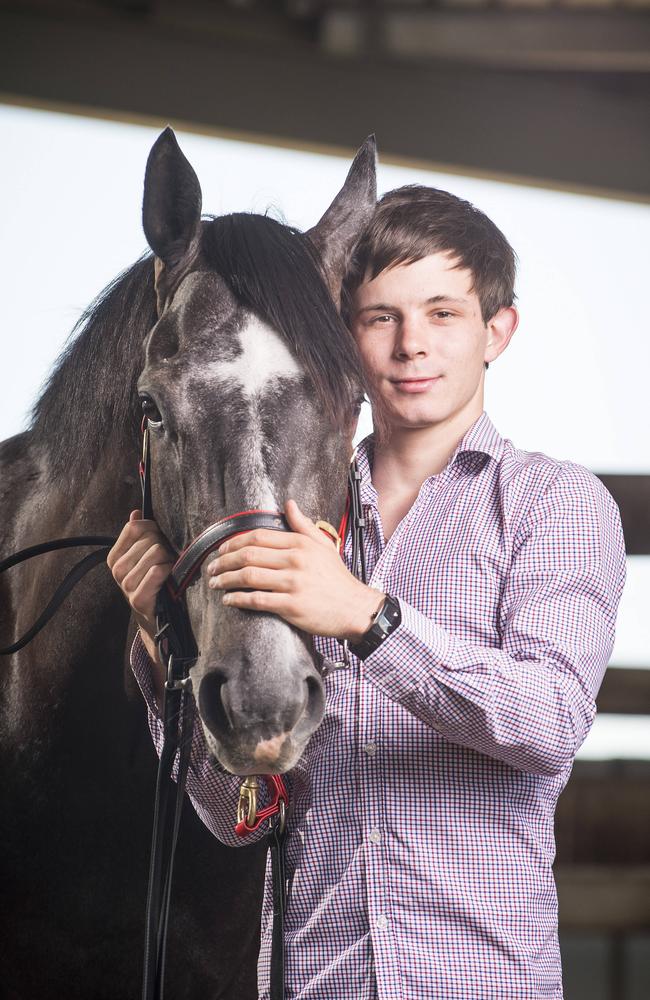 Apprentice jockey and nephew of Melbourne Cup-winning jockey Michelle Payne, Samuel has relocated from Brisbane to complete his apprenticeship. Picture: Eugene Hyland