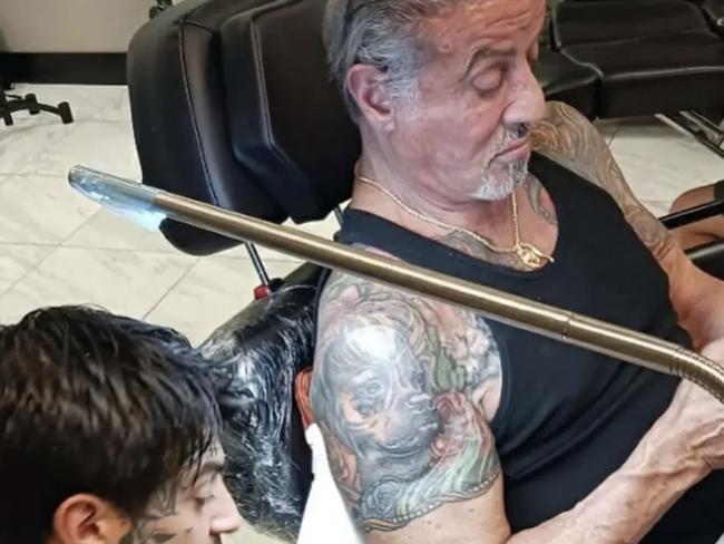 Stallone had a tattoo of his dog replace a previous one of his wife's face.