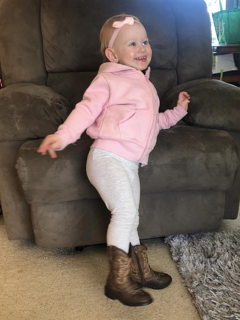 27/07/2019 - Sophie Blazely, from Carrick, born 5/6/17. Striking a pose in her new cowgirl boots Picture: Kayla Blazely