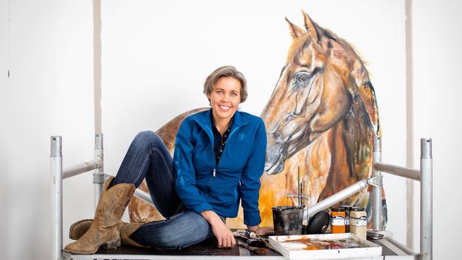 With more time thanks to Covid and her husband’s NRL playing days coming to an end, Nicole Slater is carving out a niche as an artist. Picture: Mark Stewart