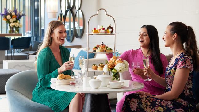 Friends enjoying high tea at Pan Pacific Melbourne. Picture: Supplied