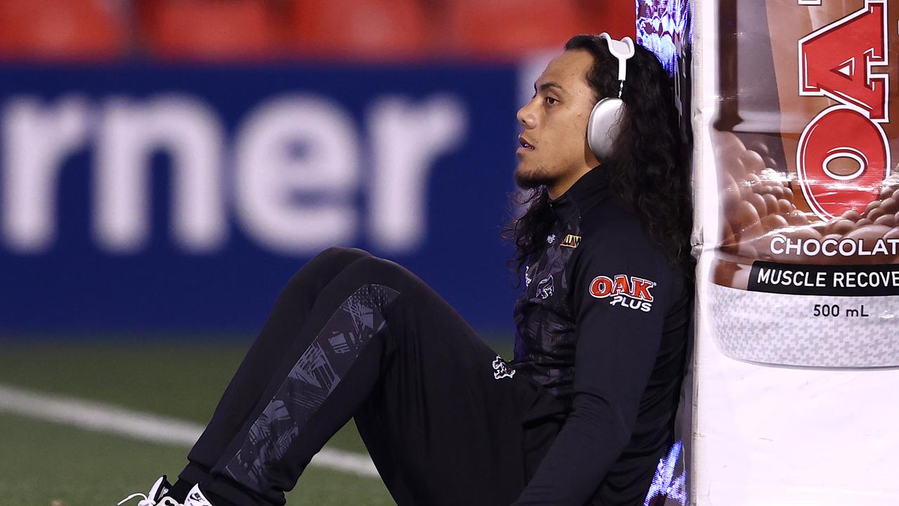 Jarome Luai enjoying a quiet moment to himself. (Photo by Matt Blyth/Getty Images)