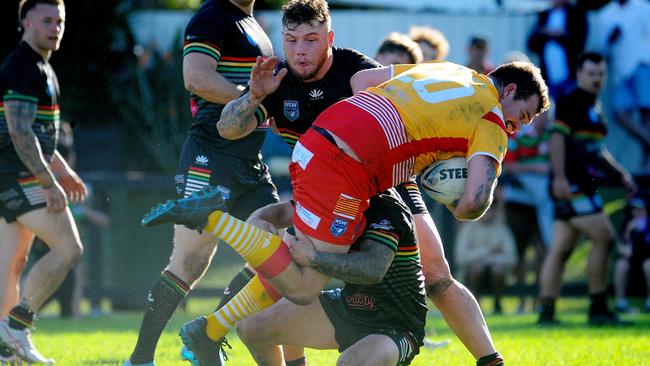 Coffs Harbour forward Cain Bunt taking a hit-up. Picture: Leigh Jensen