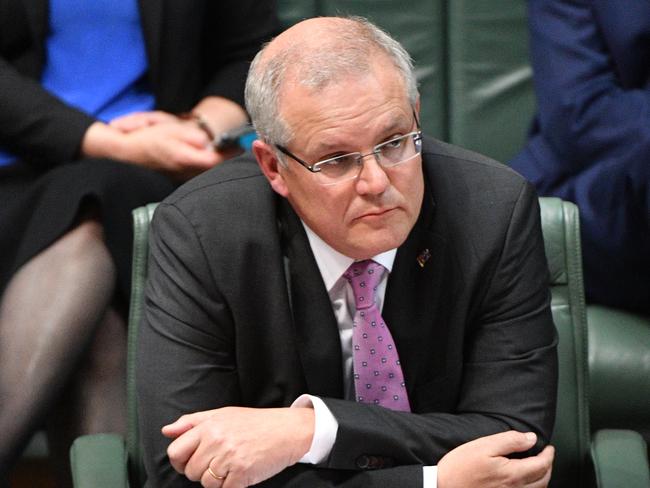 Prime Minister Scott Morrison during Question Time in the House of Representatives at Parliament House in Canberra, Tuesday, October 16, 2018. (AAP Image/Mick Tsikas) NO ARCHIVING