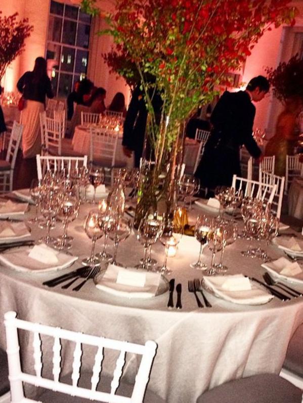 The lavish table settings.