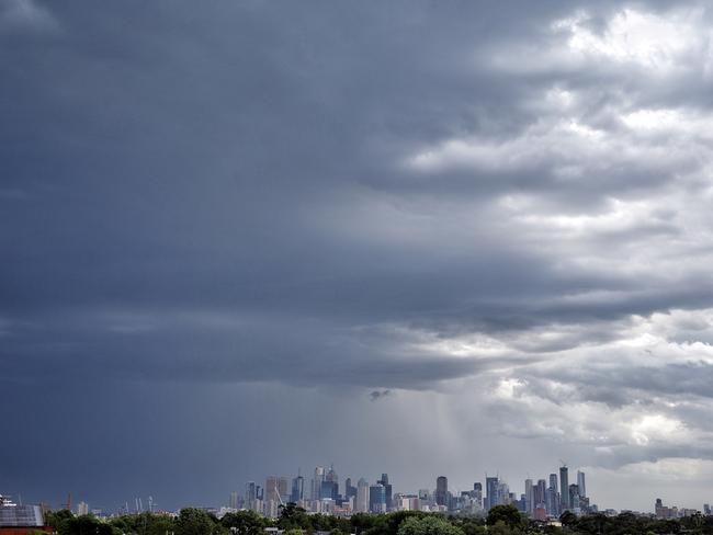 Melbourne yesterday just before a storm wreaked havoc across the city and state. Picture: Mark Stewart