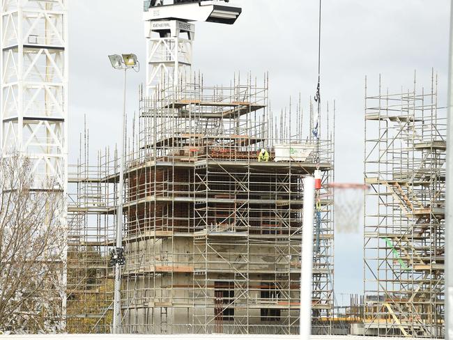 Kardinia Park stadium redevelopment showing construction progress. Picture: David Smith.