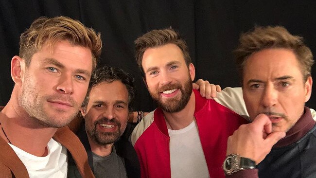 L-R: Hemsworth, Mark Ruffalo, Chris Evans and Robert Downey Jr.