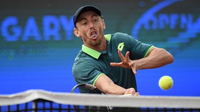 Australian John Millman during the final of the Hungarian Open in Budapest. Picture: AFP.