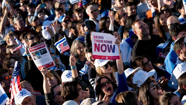 Demonstrators in support of Israel gather on the National Mall in Washington, DC, to denounce anti-Semitism and call for the release of Israeli hostages. Picture: AFP