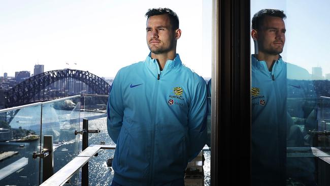 Socceroos defender Bailey Wright in Sydney ahead of the match against Greece.