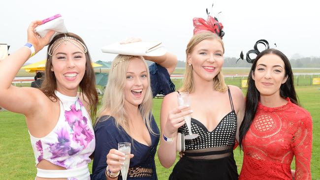 Crystal Williamson, Jodie Stockwell, Angela Clayton and Luca Georgiou at the 2015 Ballina Cup. Picture: Mireille Merlet-Shaw