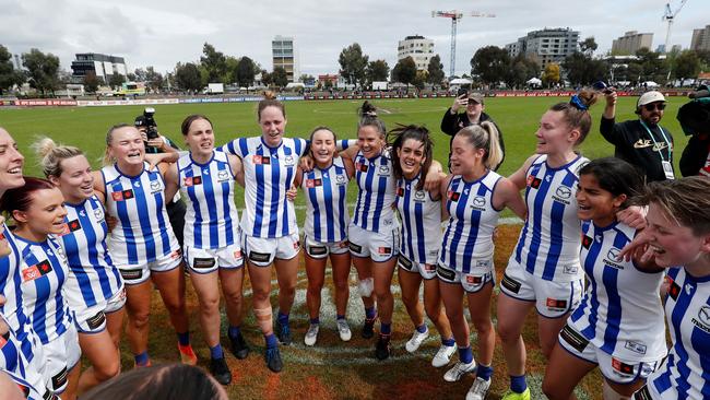 North Melbourne enjoys its big win over Collingwood.