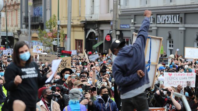 A Black Lives Matter protest in Melbourne last Saturday. Picture: Alex Coppel.