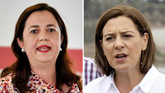 Queensland Premier Annastacia Palaszczuk, left, and challenger Deb Frecklington.