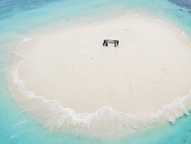 Midnight Oil pictured on the Great Barrier Reef. Picture: Justin J Heitman.