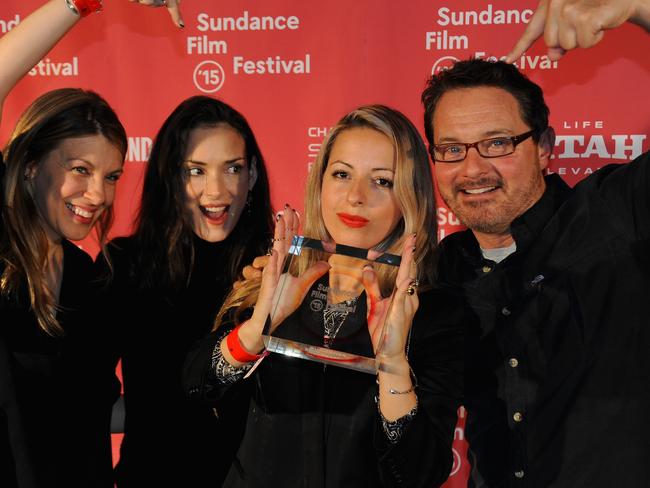 The film took out the top documentary prize at Sundance. Pictured, Crystal Moselle and Megan Delaney (left) with Winona Ryder and Sundance Film Festival Senior Programmer David Courier. Picture: Photo by Clayton Chase/Getty Images for Sundance.