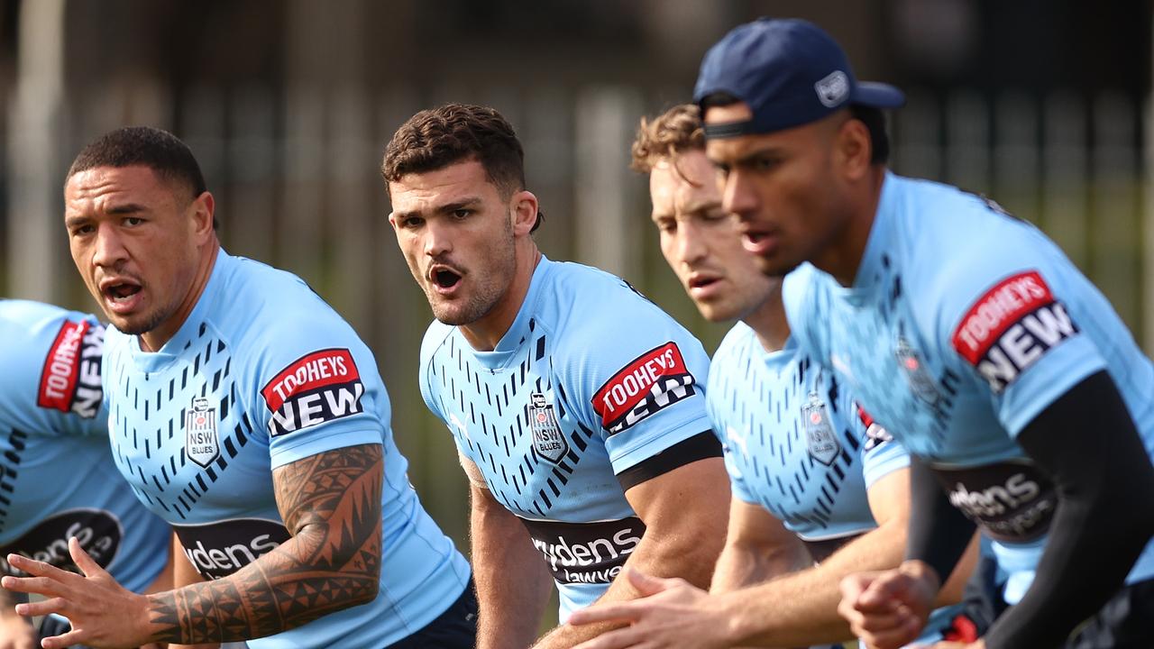 Nathan Cleary training with a Blues side that has 10 players who have worked with the fighters from Smeaton Grange Jiu Jitsu. (Photo by Mark Metcalfe/Getty Images)