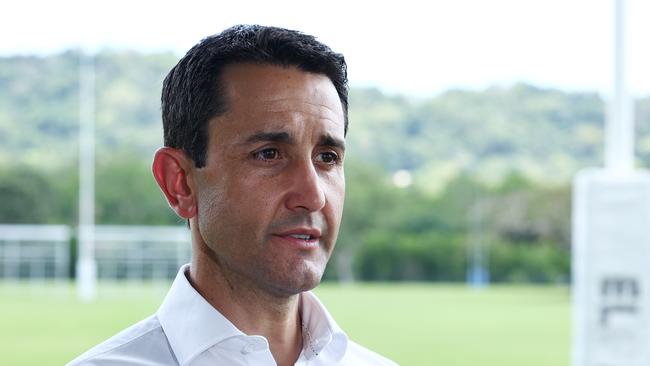 Opposition leader David Crisafulli announces additional funding for a sporting facilty at Stan Williams Park in Manunda, Cairns. Picture: Brendan Radke