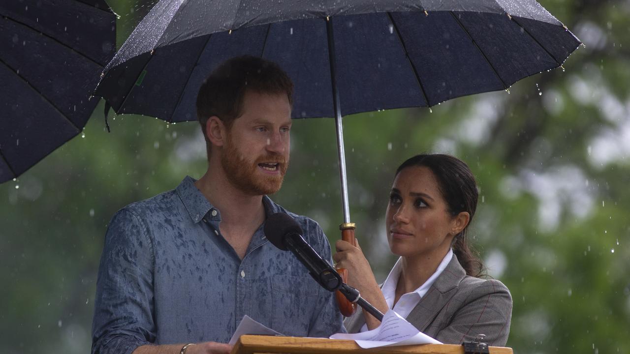 Prince Harry, Duke of Sussex and Meghan, Duchess of Sussex address the public during a Community Event at Victoria Park on October 17, 2018 in Dubbo. Picture: Ian Vogler/Getty Images