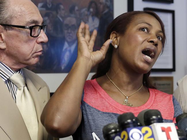 Maribel Martinez, accompanied by her attorney Sanford Rubenstein, speaks at a news conference at her attorney's office, in the Brooklyn borough of New York, Thursday, Sept. 1, 2016. Martinez says she hasn't stopped crying since JetBlue airlines mistook her son for another child and flew him to the wrong city. (AP Photo/Richard Drew)