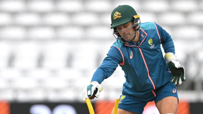 Australia wicketkeeper Alex Carey practises ahead of the third Ashes Test match at Headingley in Leeds on Tuesday. Picture: Getty Images